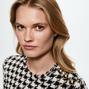 Mango Tweed Top with Buttons